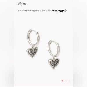 Kendra Scott Ari Heart Silver Huggie Earrings in Platinum Drusy